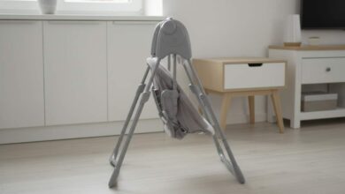 Graco Slim Spaces Compact Baby Swing folded slim for easy storage in small apartments