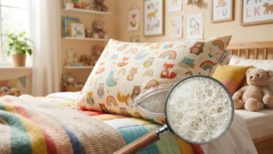 Child-friendly pillow with breathable filling
