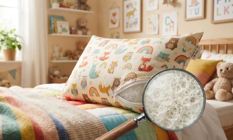 Child-friendly pillow with breathable filling